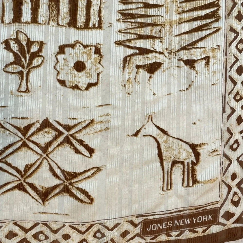 Jones‎ New York Safari Giraffe Print Scarf Womens Cream Brown Tribal Boho